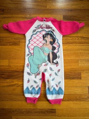 Vintage 90s Aladdin Jasmine One Piece Romper, Pajamas Disney Size 4